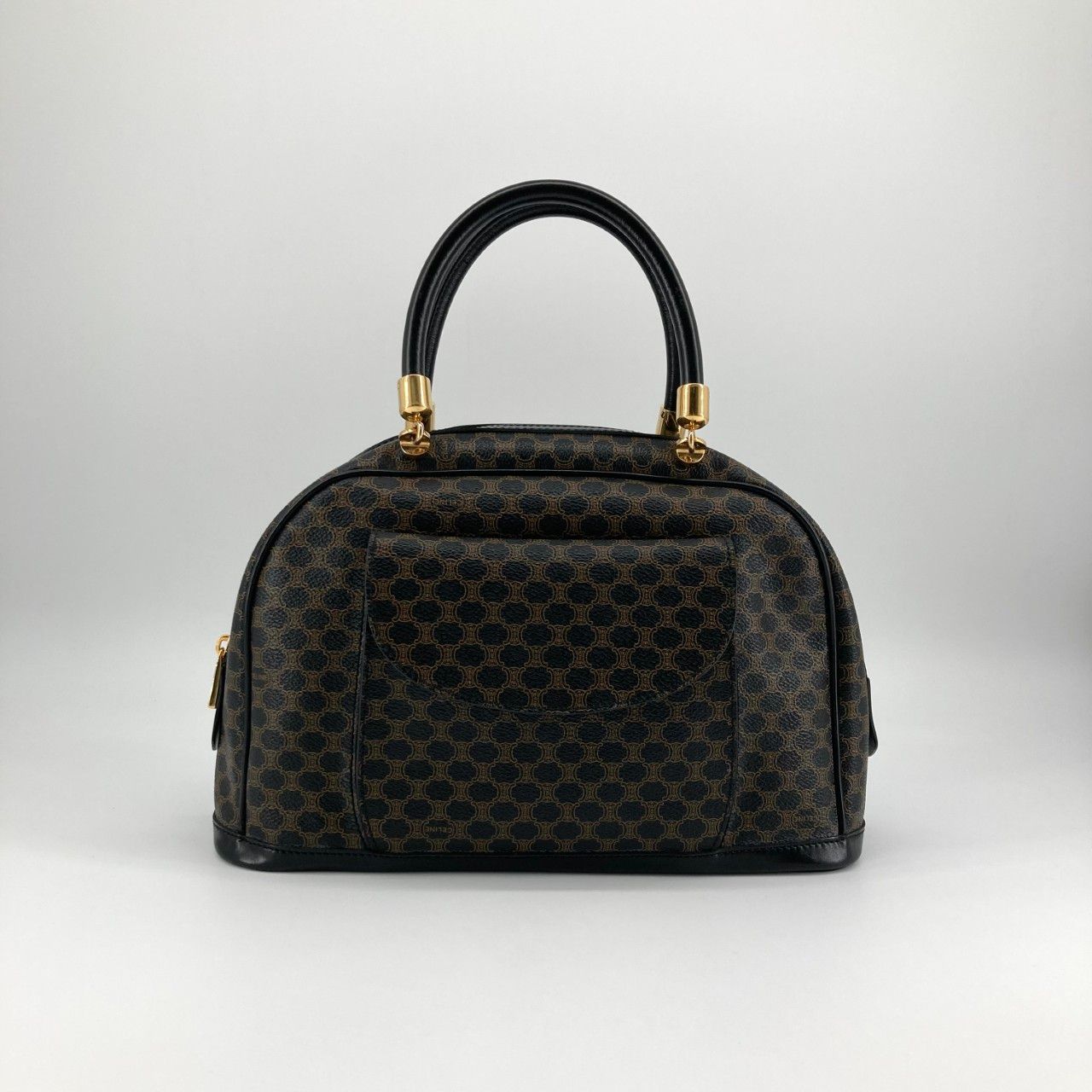 CELINE（セリーヌ） マカダム柄 ゴールドの金具 ハンドバッグ ダークブラウン 46,200円