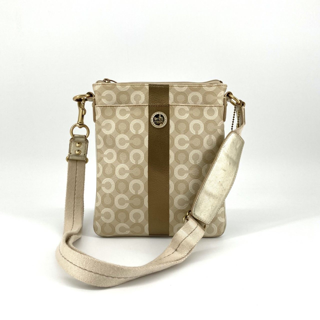 COACH（コーチ） ウェイバリー コーテッド キャンバス 43625 ショルダーバッグ ベージュ×ゴールド