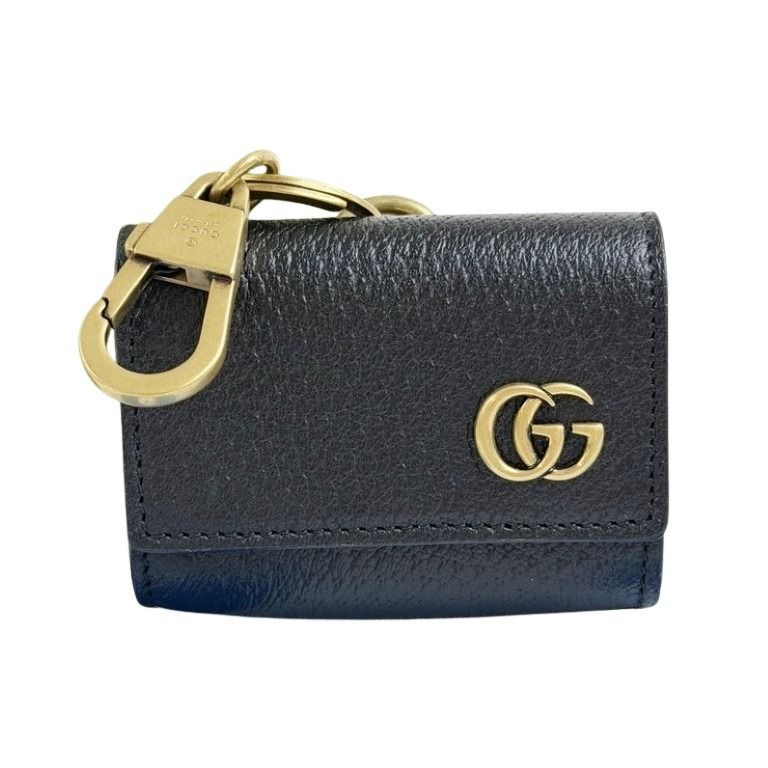 GUCCI グッチ イヤホンケース GGマーモント AirPodsケース 645117 ブラック系 レザー ユニセックス ゴールド金具 超美品 27,084円