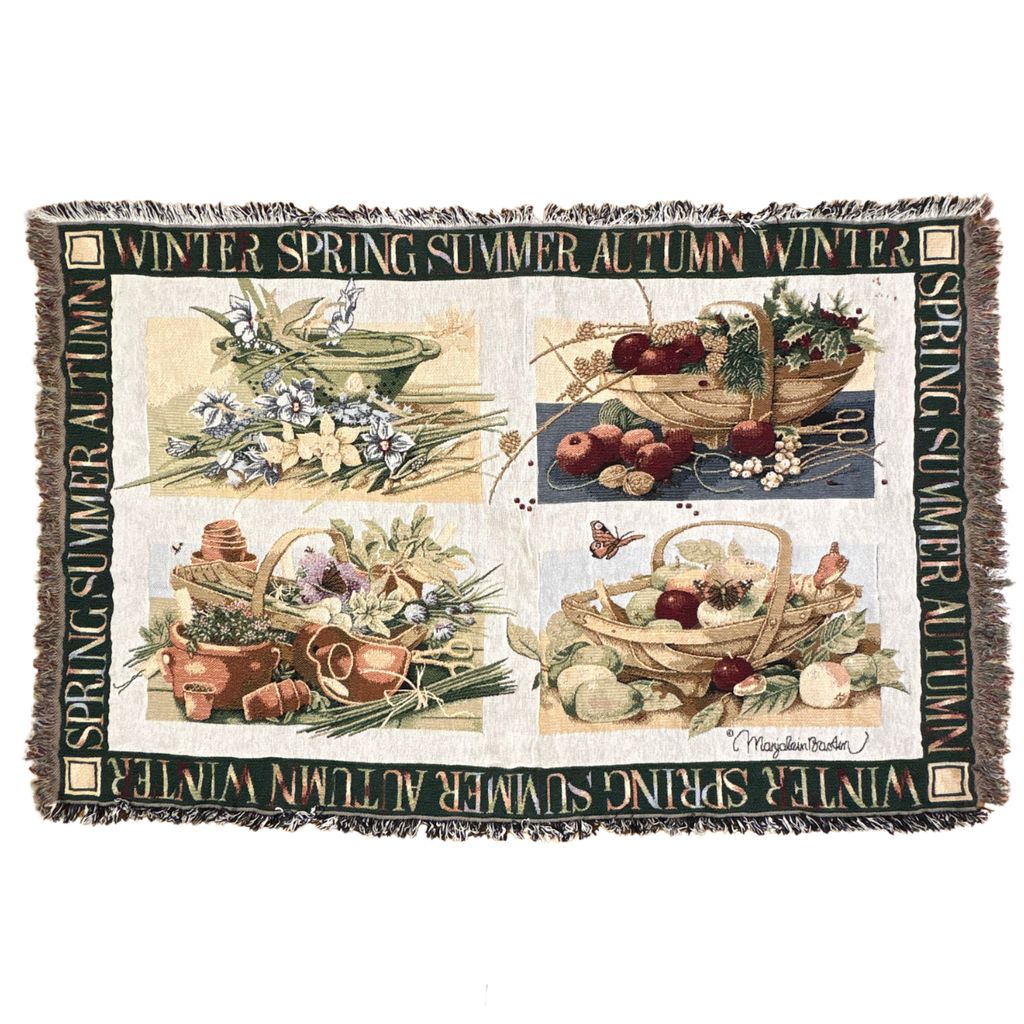 vintageラグ ブランケット マルチカバー タペストリー カントリー USA製 フラワー 花 Rug Blanket Country 4286 5,920円