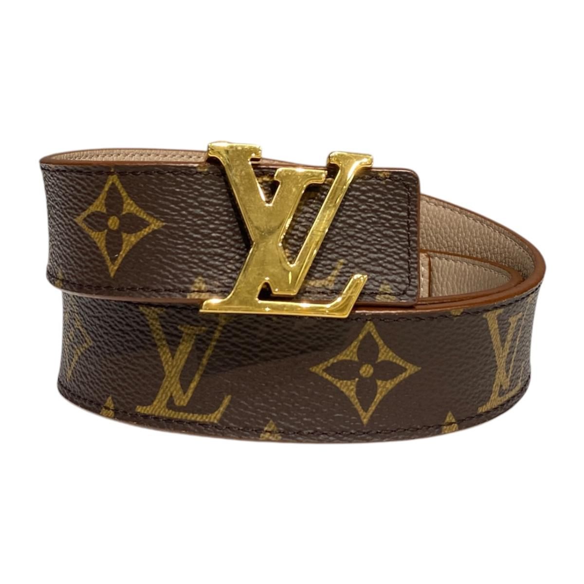 ☆ルイヴィトン ベルト サンチュール ・LVイニシャル M0140 モノグラム ブラック ブラウン ゴールド金具 LOUISVUITTON