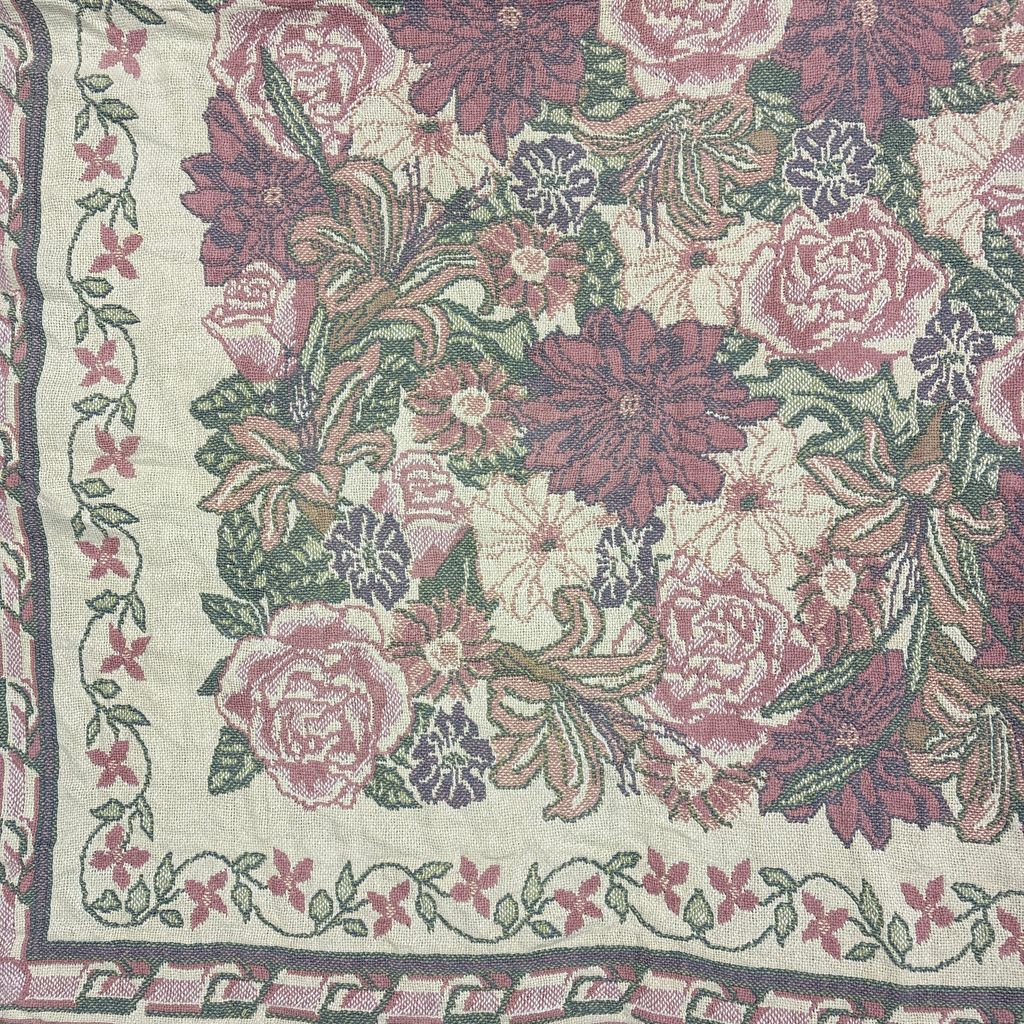 vintageラグ ブランケット マルチカバー タペストリー フラワー 花