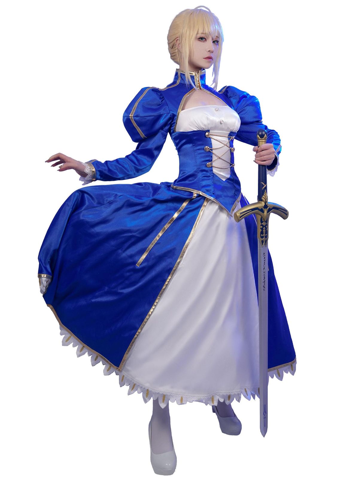 [Miccostumes] レディース 大人 アニメ ゲーム 騎士風 戦士風 かわいい キュート 萌え かっこいい コスチューム コスプレ コス 長袖 胸開き ドレス 上下セット 仮装 変身 変装 衣装 ブルー (M) 11,314円
