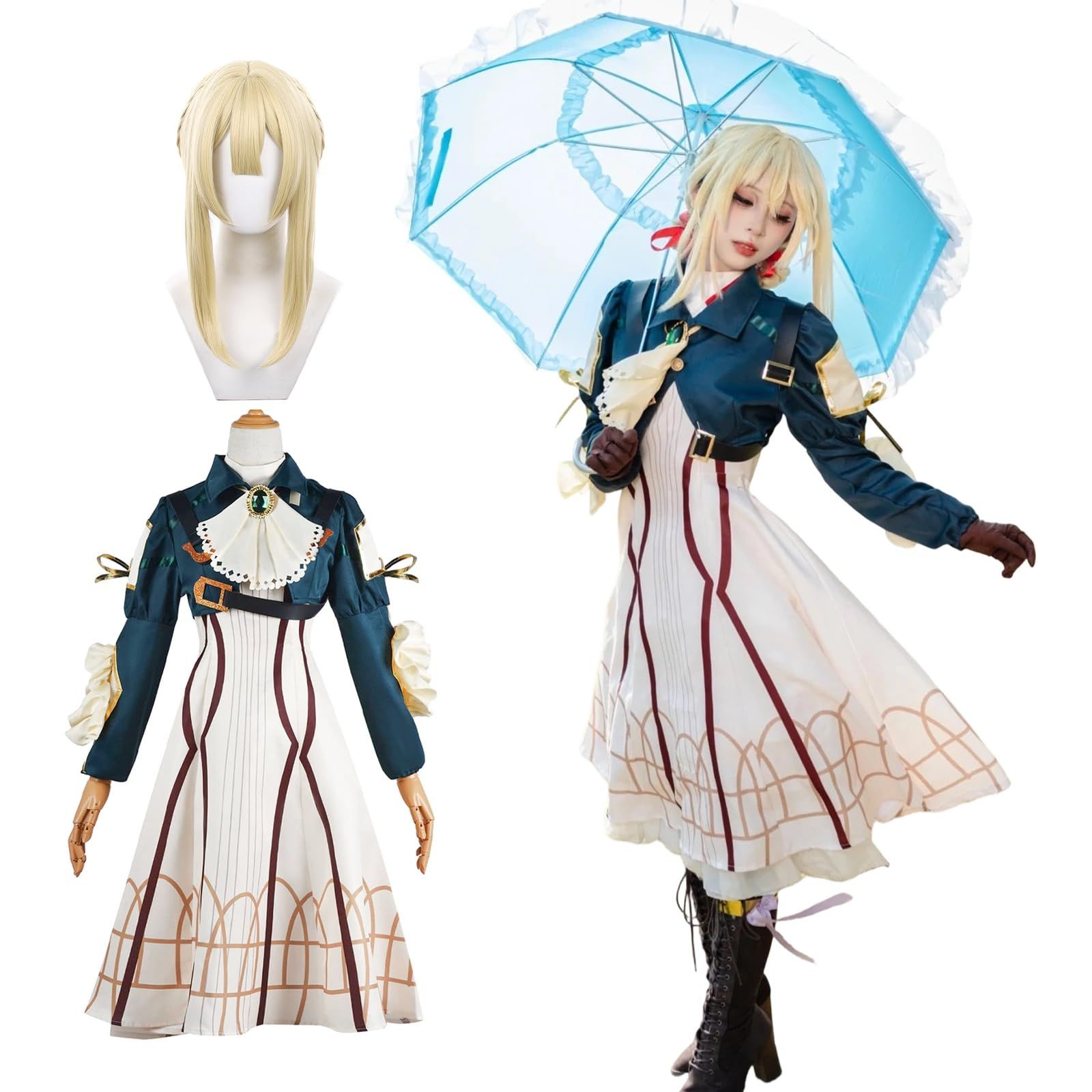 [神併良品] ヴァイオレット コスプレ ウィッグ付き 自動手記人形 コスプレ衣装 豪華版 アニメ風 大人用 仮装 文化祭 イベント コスチューム ステージ服(ヴァイオレット ウィッグ付き, S) 10,052円