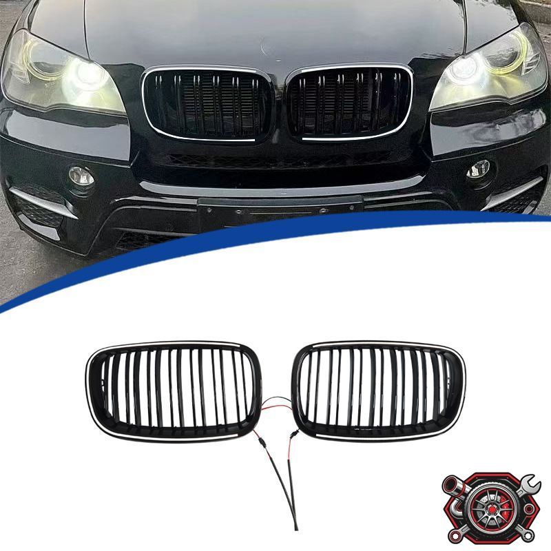 BMW X5 BMW X5 E70 / E71 2007-2013 年式 専用 フロントグリル LED発光 キドニーグリル ダブルライン ABS製 ドレスアップ カスタムパーツ 両面テープ付き 1点 かっこいい 22,773円