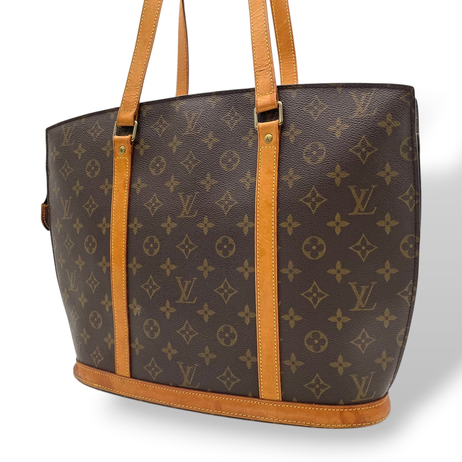 ルイヴィトン LOUIS VUITTON バビロン モノグラム トートバッグ ショルダーバッグ 肩掛け A4サイズ収納可能 通勤 通学 PVC レザー 本革 ブラウン 茶 ゴールド金具 M51102 ヴィンテージ ビンテージ クラシカル エレガント E16 26,000円