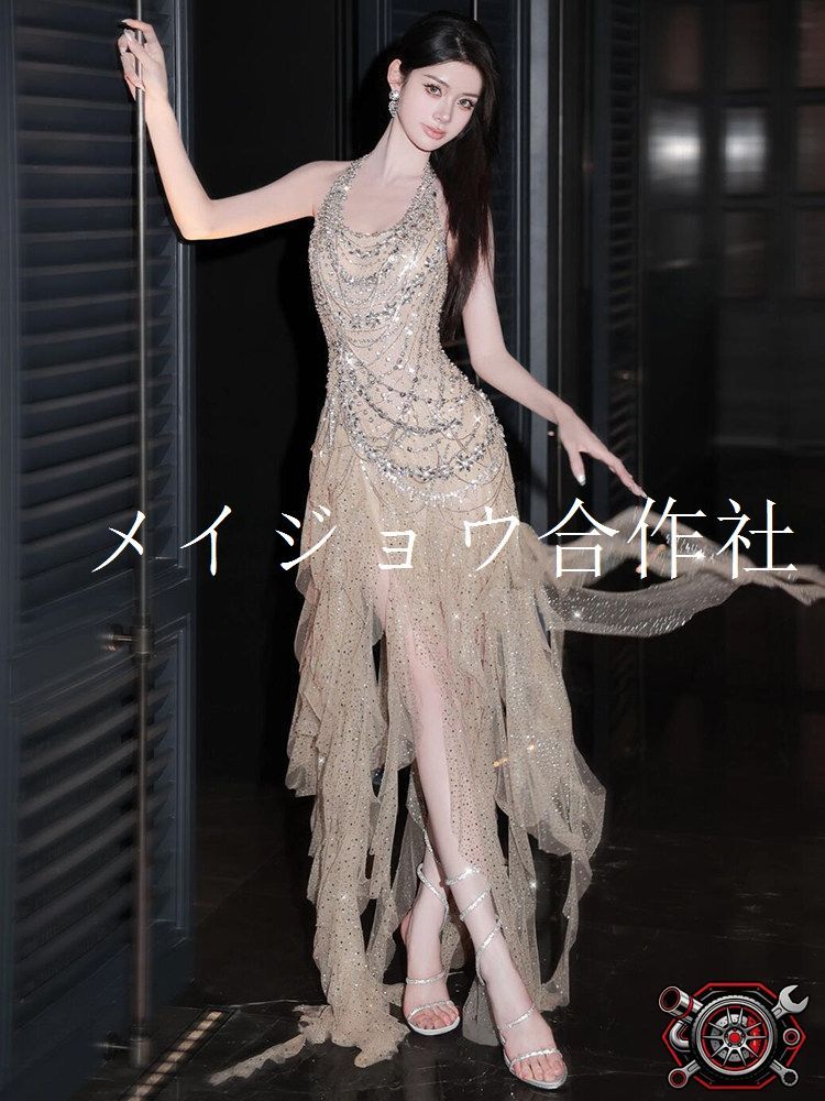 ホルターネック イブニングドレス ロングドレス ボディコン 中腰デザイン 結婚式 二次会 パーティ 誕生日 フォーマル レディース XS S M L XL XXL XXXL かっこいい おしゃれ 大人気 新生活 応援