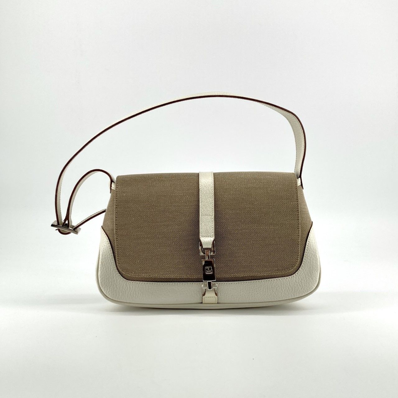 GUCCI（グッチ） ニュージャッキー キャンバス レザー ワンショルダー ショルダーバッグ ベージュ×ホワイト 32,175円