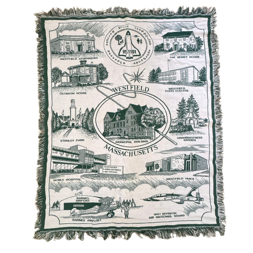 vintageラグ ブランケット マルチカバー タペストリー 名所 マサチューセッツ州 ウェストフィールド Rug Blanket Landmark 4339