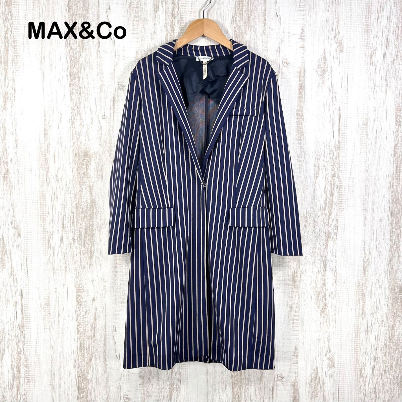 Max Mara MAX&Co マックスアンドコー ストライプ チェスターコート 