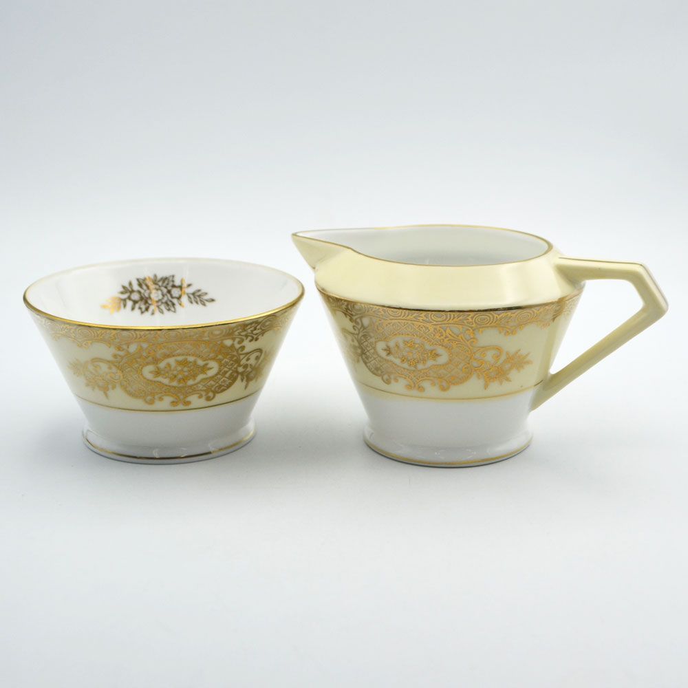 アンティーク 食器 ミルクジャグ＆シュガーボウル Noritake オールドノリタケ 金盛 マルキ印 英国輸出用 1911-1941年頃 [24A3154-7]