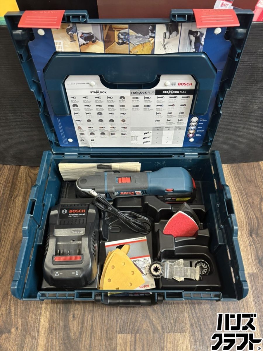 ♭【中古品】BOSCH ボッシュ GMF18V-28 コードレスマルチツール 18V6.0Ahバッテリー1個 充電器 アタッチメント付き PSEマーク【熊本けやき通り店】