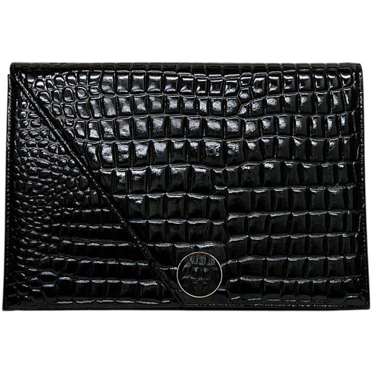 イヴ サンローラン クラッチバッグ ハンドバッグ YVES SAINT LAURENT クロコ ブラック 黒 中古 レディース 14,288円