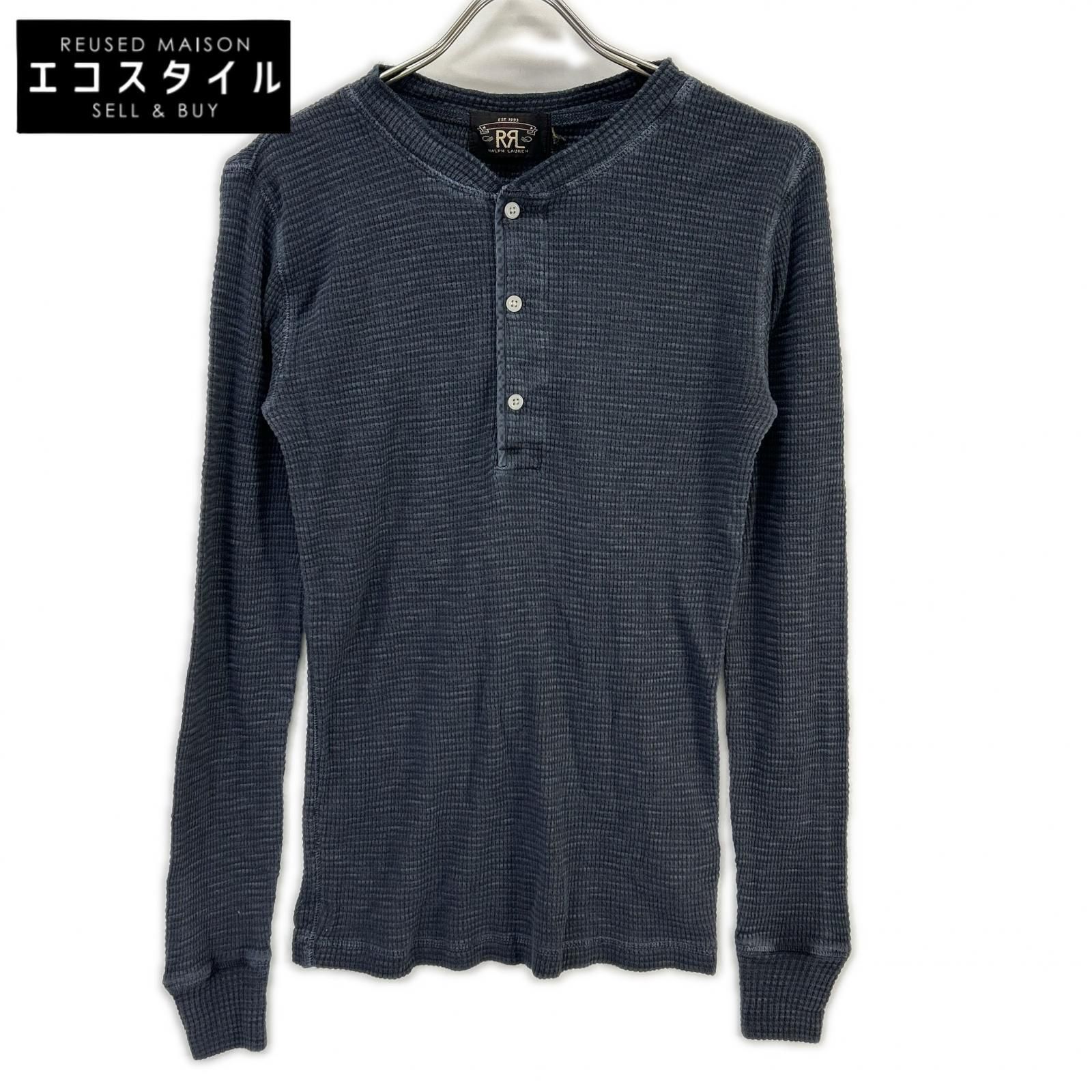 RRL　ダブルアールエル　MNRRKNI16820062 ウォッシュグレー コットン ヘンリーネック ロングスリーブワッフルカットソー　XS