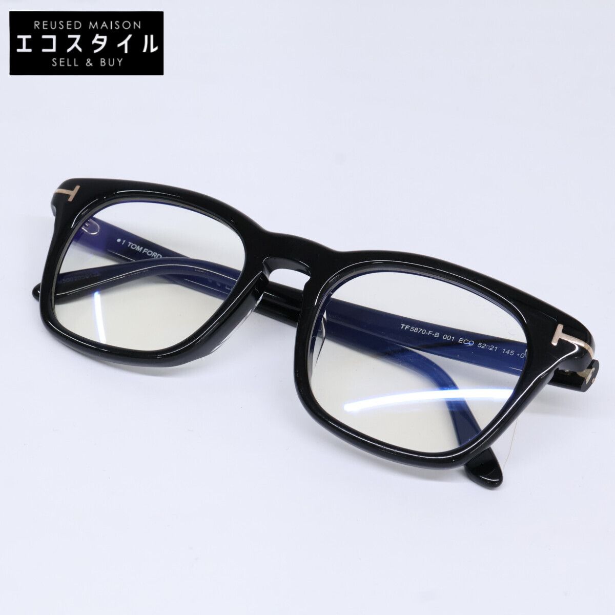 TOM FORD　トムフォード　TF5870-F-B 001 ECO アジアンフィット ブルーライトカット ウェリントンシェイプ アイウェア　52□21 145 16,199円