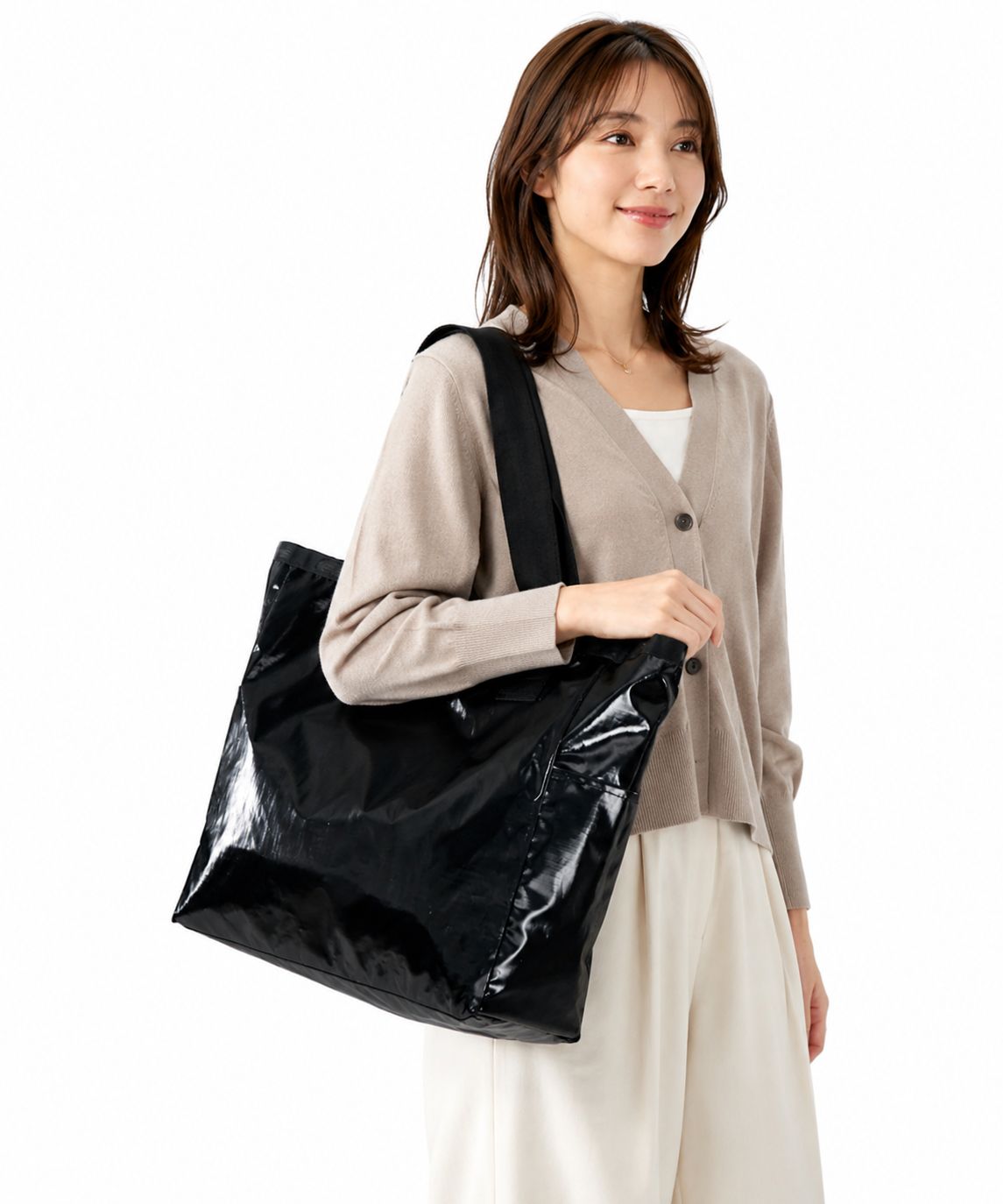 ?レスポートサック　Lesportsac　LG REVERSIBLE TOTE 2ウェイブラックシャイン/メレンゲ　1254 LC27
