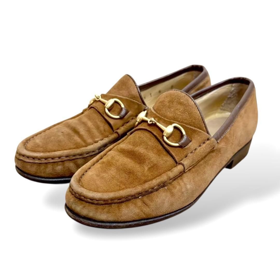 GUCCI グッチ ホースビット ローファー 6B スエード ブラウン