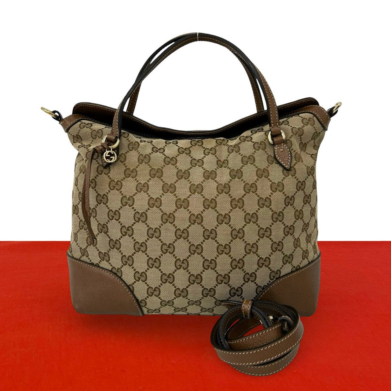 極 美品 GUCCI グッチ GG 柄 GG キャンバス レザー 本革 2way 