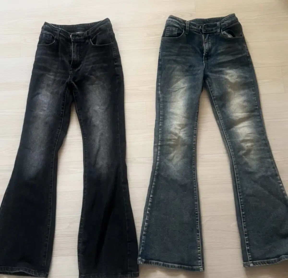 ブーツカット ジーンズ ブラック / ヴィンテージ インディゴデニム +骨盤パッド 含む