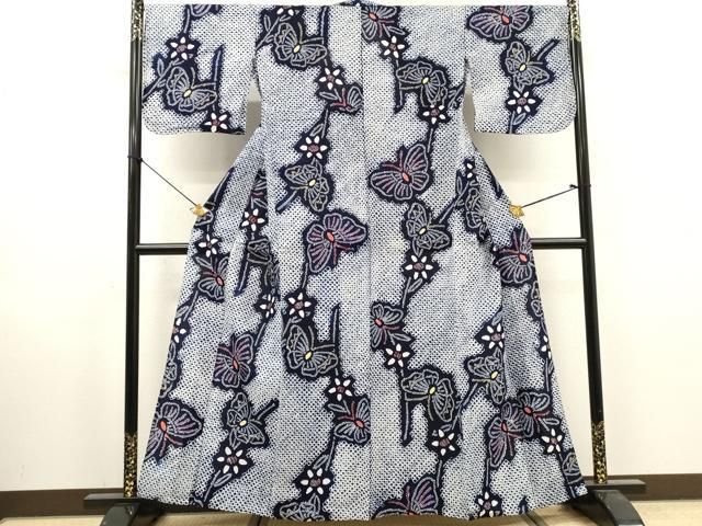 平和屋着物∴夏物　浴衣　有松鳴海絞り　花蝶文　綿　逸品　DABI8961cd 28,860円