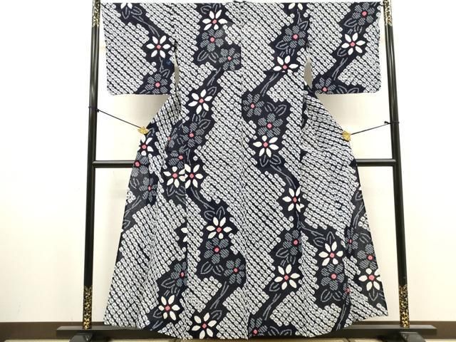 平和屋着物∴夏物　浴衣　有松鳴海絞り　枝花文　綿　逸品　DABI8965cd 27,040円