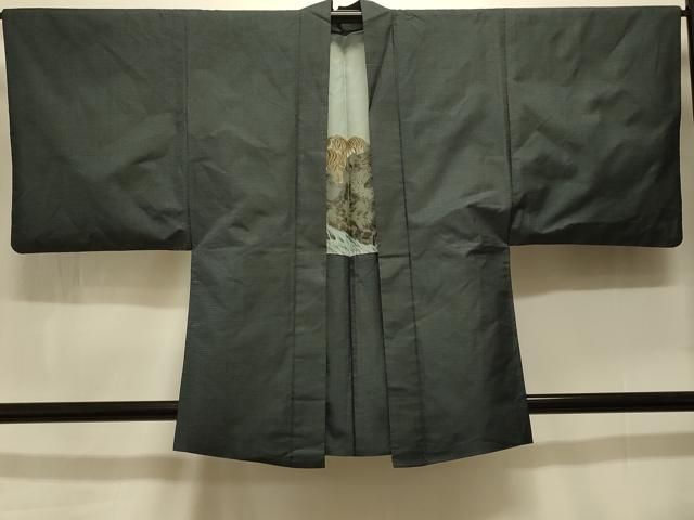 平和屋着物＃男性　本場大島紬　長羽織　100亀甲　総詰め　羽裏：虎　正絹　逸品　CABK3568in