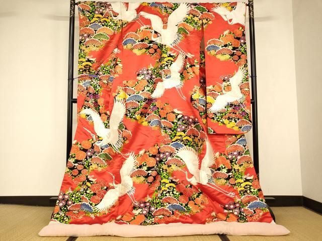 平和屋本店●色打掛　和装　婚礼　結婚式　花嫁　神社挙式　唐織　飛鶴草花文　金銀糸　逸品　AABK8323fw