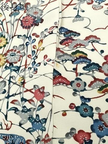 平和屋着物●上質な小紋　型染め　番傘松竹梅花文　正絹　逸品　未使用　CABI1199gh