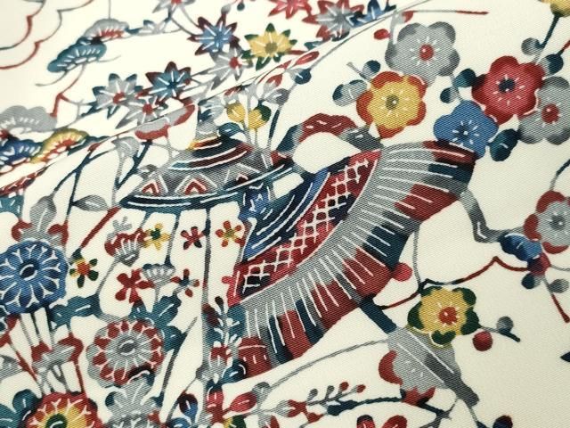 平和屋着物●上質な小紋　型染め　番傘松竹梅花文　正絹　逸品　未使用　CABI1199gh