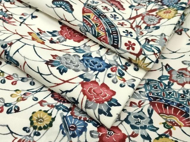 平和屋着物●上質な小紋　型染め　番傘松竹梅花文　正絹　逸品　未使用　CABI1199gh小紋