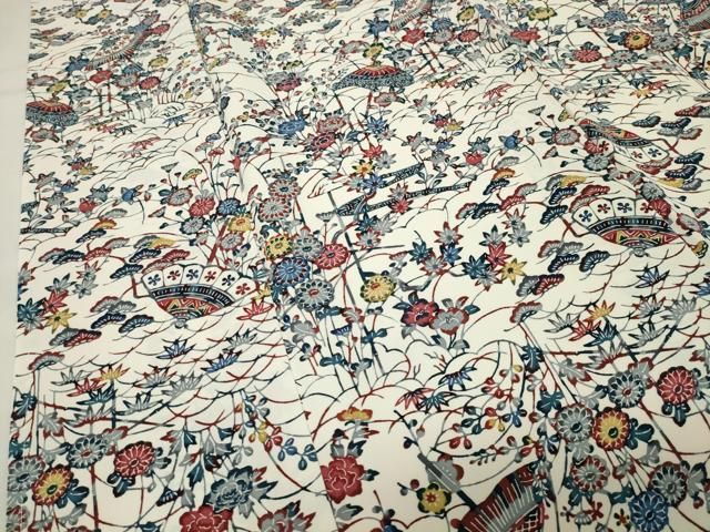 平和屋着物●上質な小紋　型染め　番傘松竹梅花文　正絹　逸品　未使用　CABI1199gh