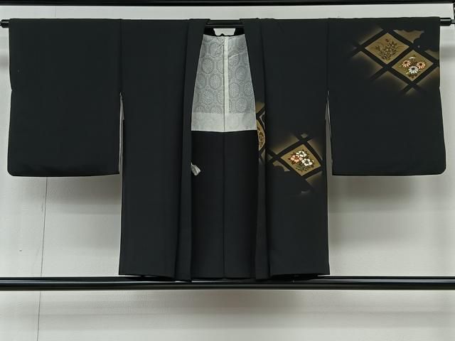 平和屋着物＃羽織　刺繍　雲取り花菱文　黒地　金彩　正絹　逸品　CABI9393ua 7,904円
