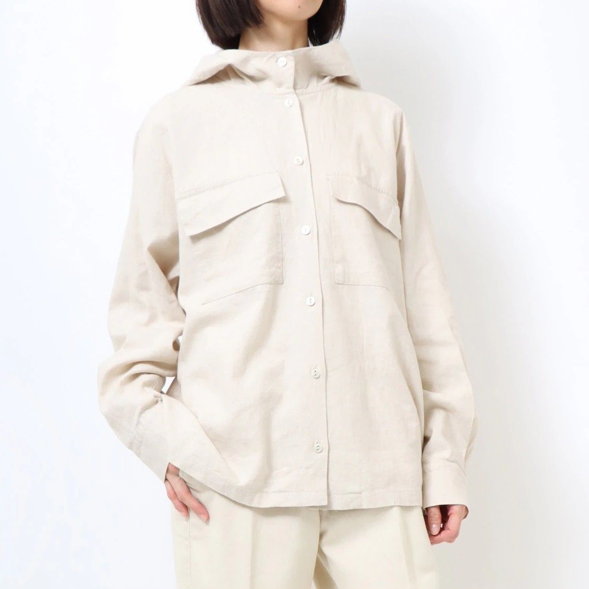 M･J･G ブルゾン フード パーカー シャツ ジャケット レディース 服 夏 春 用 ショート丈 きれいめ 人気 50代 おしゃれ 薄手 秋 麻 リネン ベージュ 40代 30代