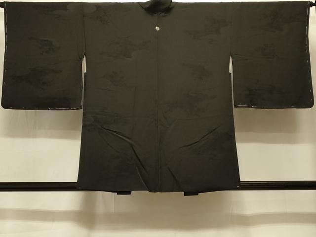 平和屋着物＃羽織　吉祥草花地紋　黒地　正絹　逸品　未使用　CABI6339in