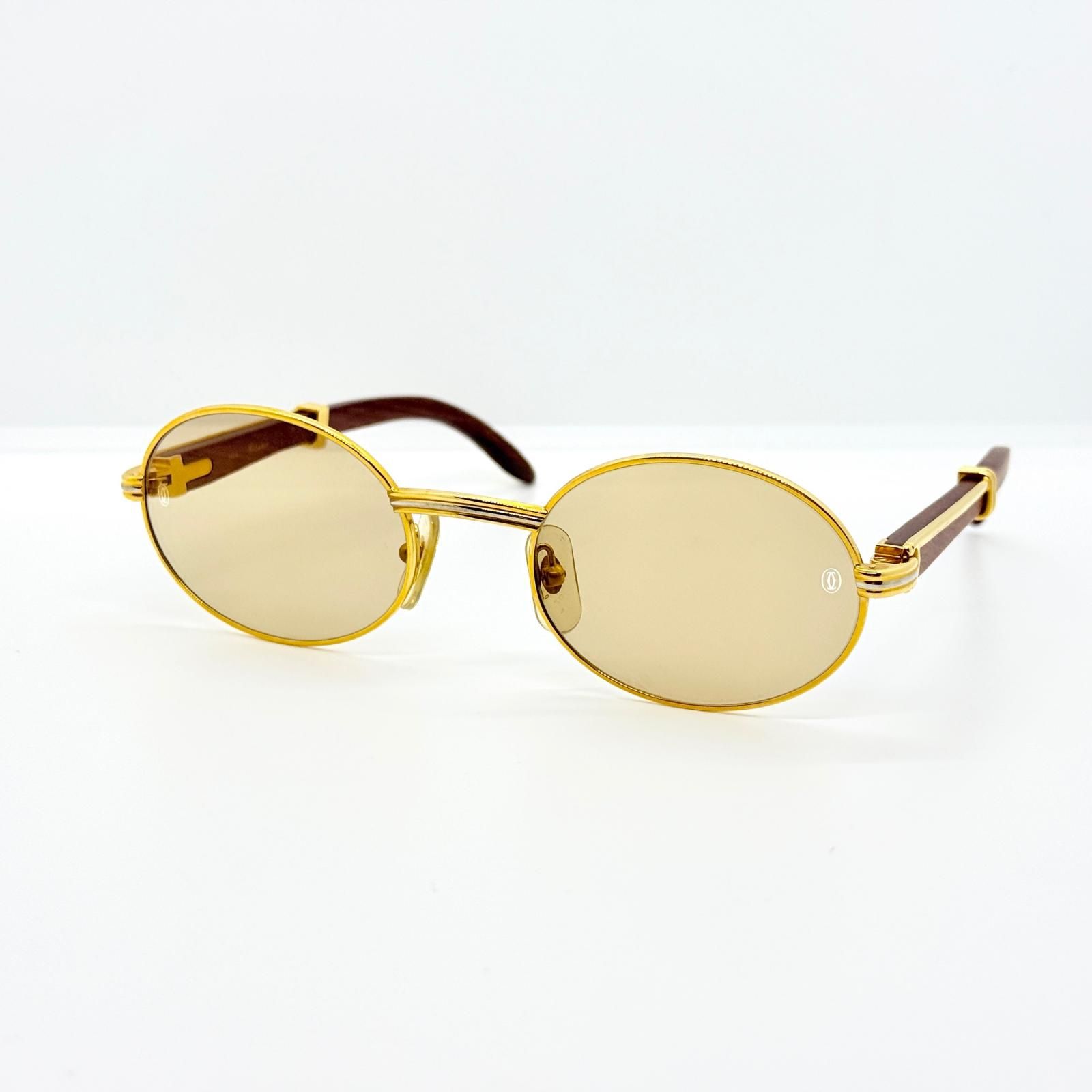CARTIER カルティエ ウッドテンプル サングラス 53□22 GP×ウッド