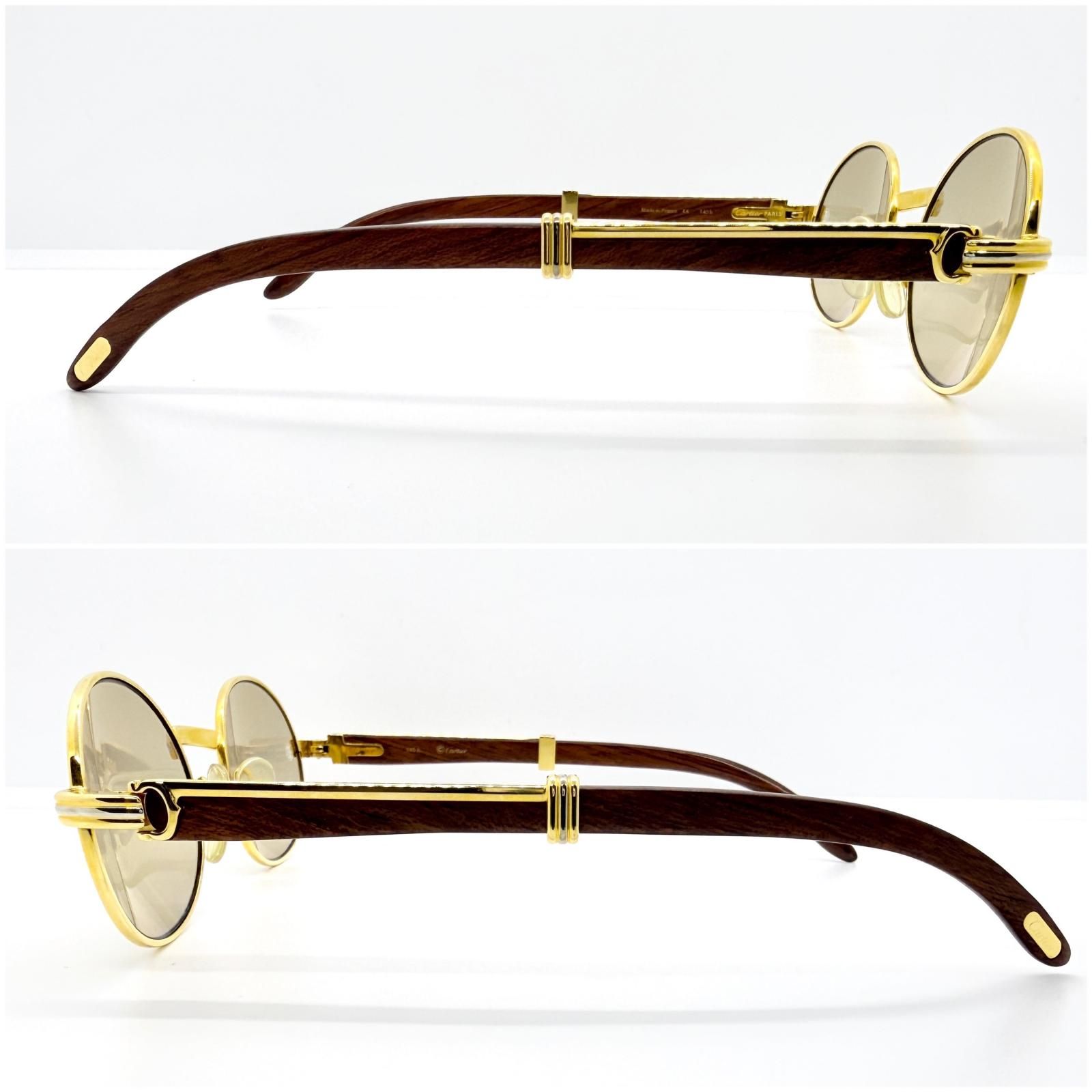 CARTIER カルティエ ウッドテンプル サングラス 53□22 GP×ウッド