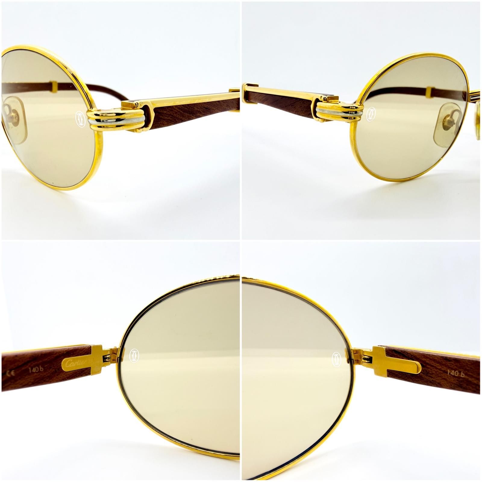 CARTIER カルティエ ウッドテンプル サングラス 53□22 GP×ウッド