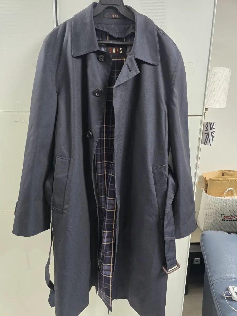DAKS トレンチコート メンズ ネイビー CHECK 裏地