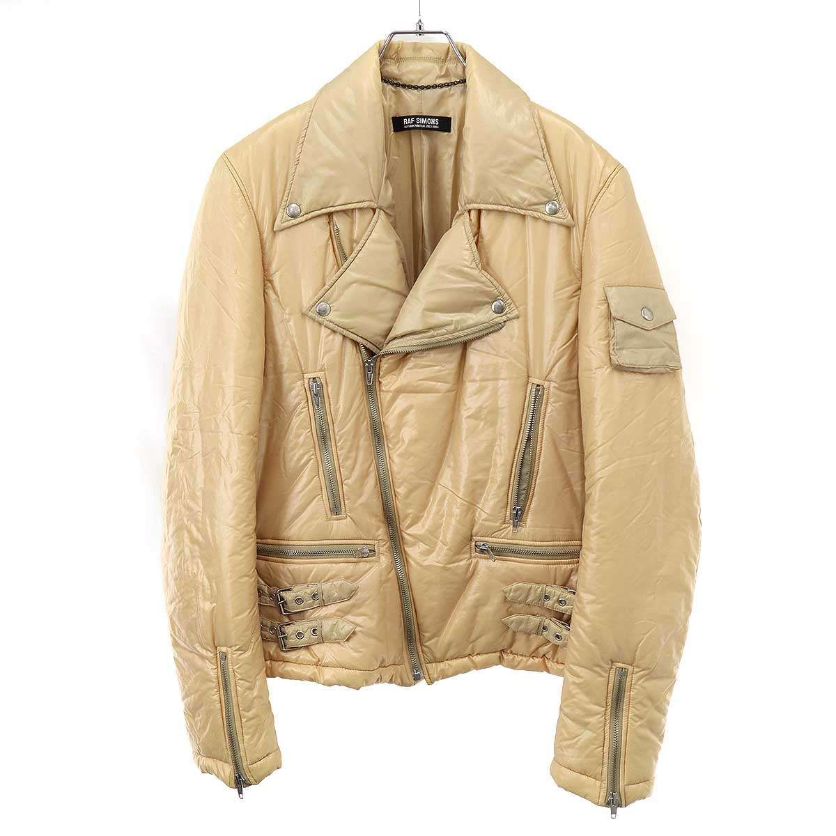RAF SIMONS ラフシモンズ 2003AW パテッド ダブルライダースジャケット ベージュ 48