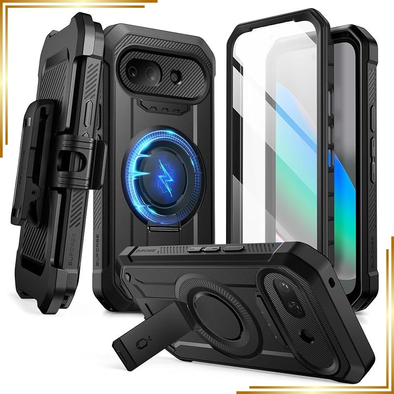 【新品】 SUPCASE Google Pixel 10A 対応 ケース 画面保護フィルム付き 軍用規格保護 内蔵スタンド&ベルトクリップ 耐衝撃 Pixel 10A 2026用 ワイヤレス充電対応 UB Pro Magシリーズ ブラック 0