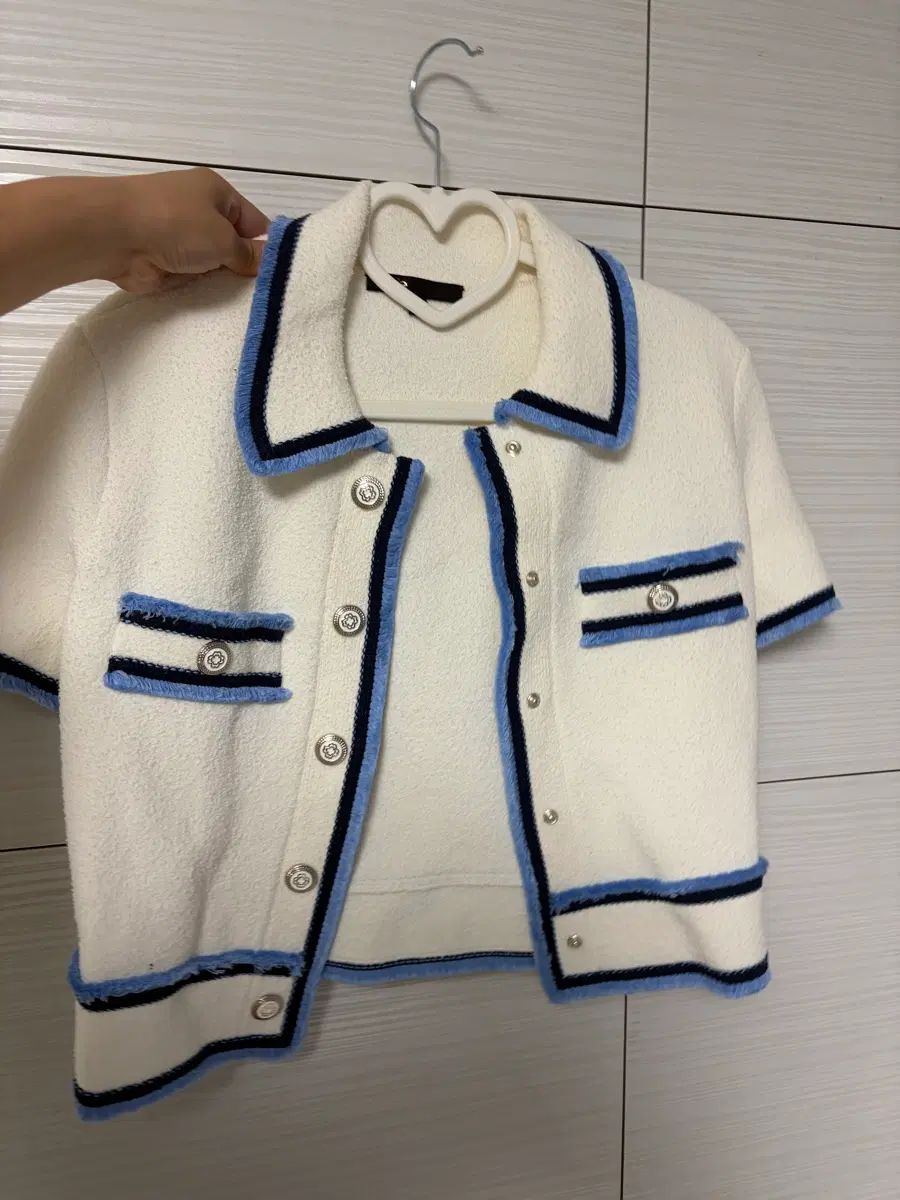 デパート正規品)マージュ ツイード 半袖 ジャケット アイボリー ブルー 出品
