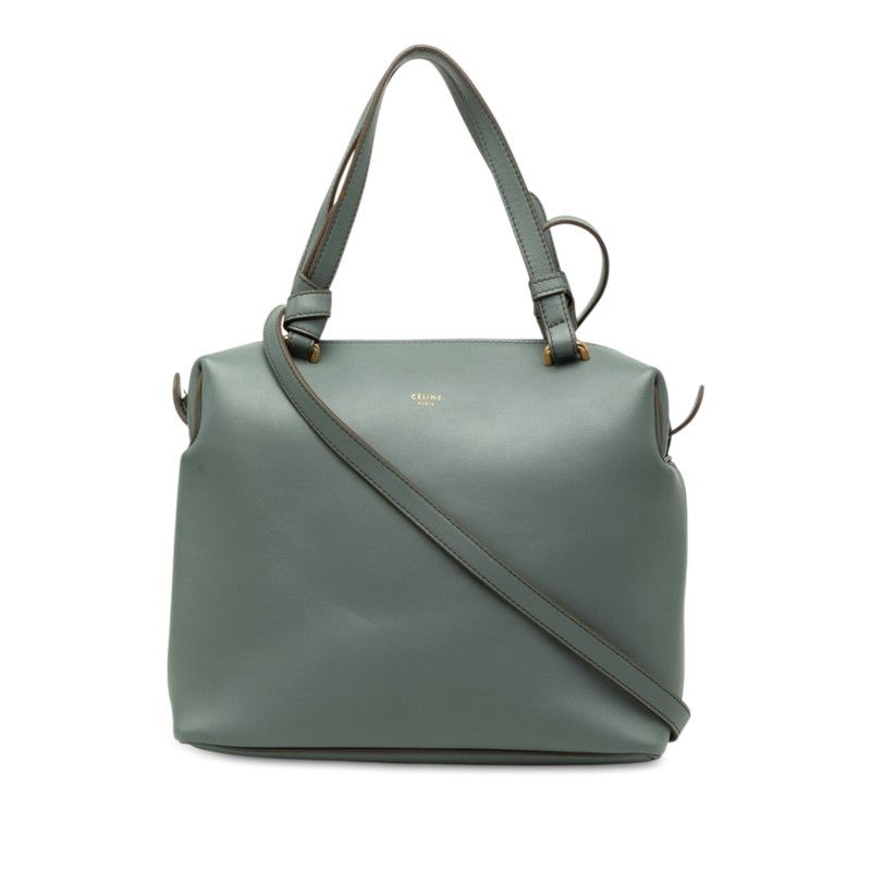セリーヌ スモール ソフトキューブ 斜め掛け ショルダーバッグ 2WAY ハンドバッグ ブルーグレー レザー レディース CELINE【1-0281640】