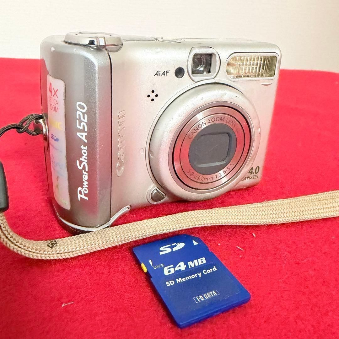 Canon Canon PowerShot A520 Silver 4 Million Pixel Optical 4x Zoom Compact Digital Camera SD Card Compatible Current Item Used Operating Item