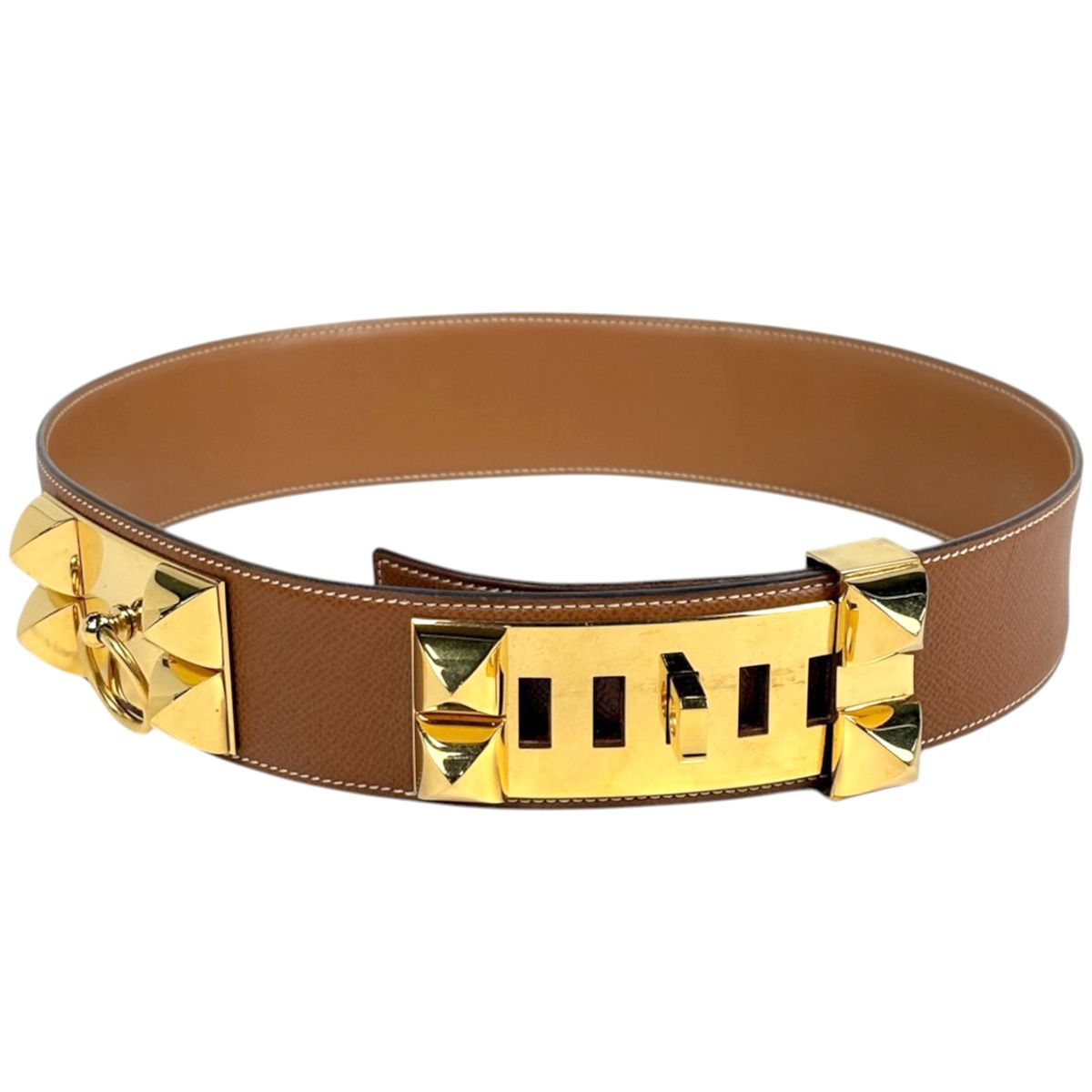エルメス HERMES コリエ ド シアン ベルト 〇T刻印 クシュベル ブラウン レディース 【中古】