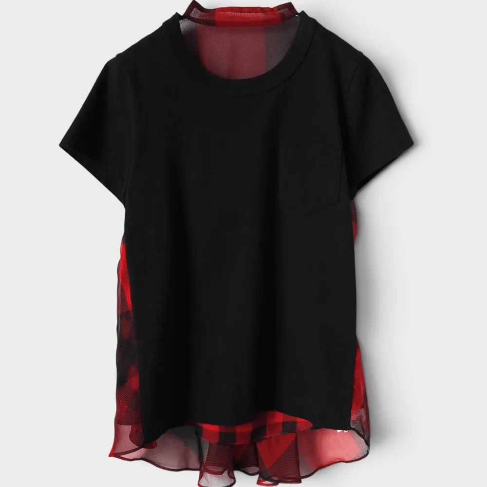 サカイ 異素材 ドッキング Tシャツ ブラック サイズ1 レディース