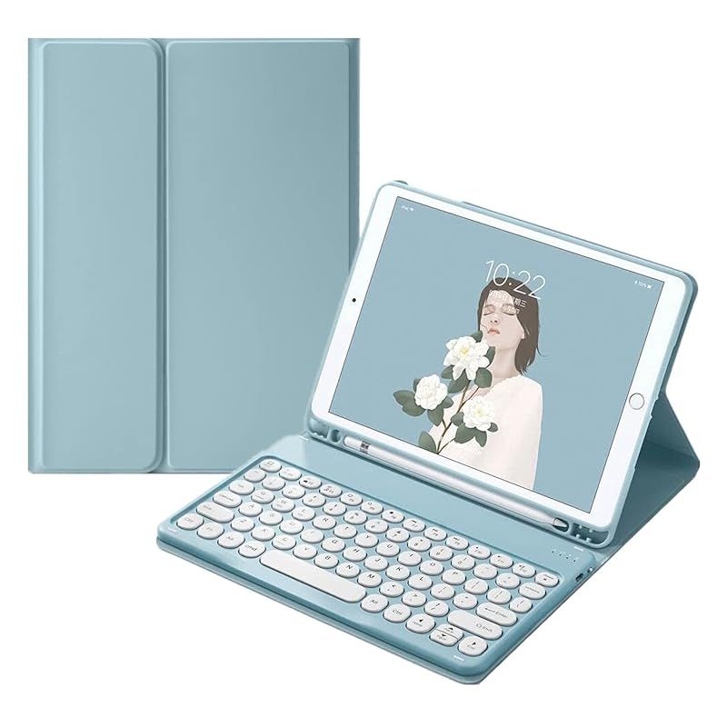 【新品】 iPad Air 13インチ (M4/M3/M2)用の キーボードケース 丸型キー iPad Pro 12.9インチ 第6/5/4/3世代用の カラーキーボード カバー Bluetooth お洒落 可愛い マグネット分離式 ペンシル収納可能 レディー