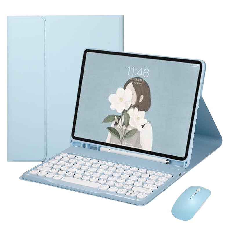 【新品】 マウス付き Galaxy Tab S10 Lite / S10 FE / S9 FE 10.9インチ用 キーボードケース 丸型キー ギャラクシー Tab S9/S8/S7 11インチ用 カラーキーボードケース マグネット 分離式 キャンディーカラー