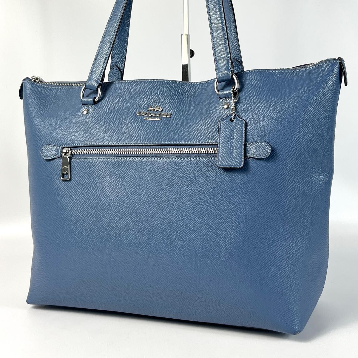 美品 COACH コーチ ギャラリートート トートバッグ ブルー レザー 79608 シルバー金具 大容量 レディース 9,472円