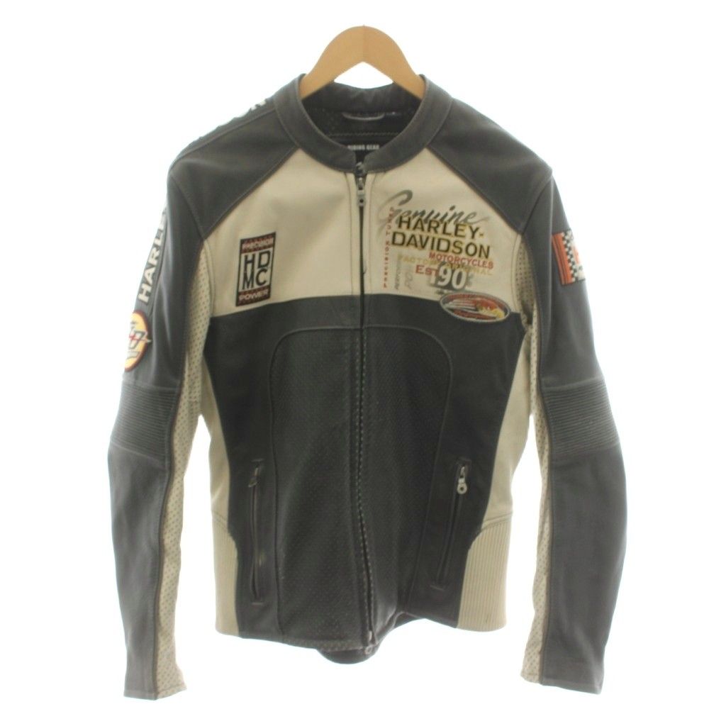 ハーレーダビッドソン HARLEY DAVIDSON ライダースジャケット シングル レザー ロゴ S ベージュ グレー 97168-13VM /AN