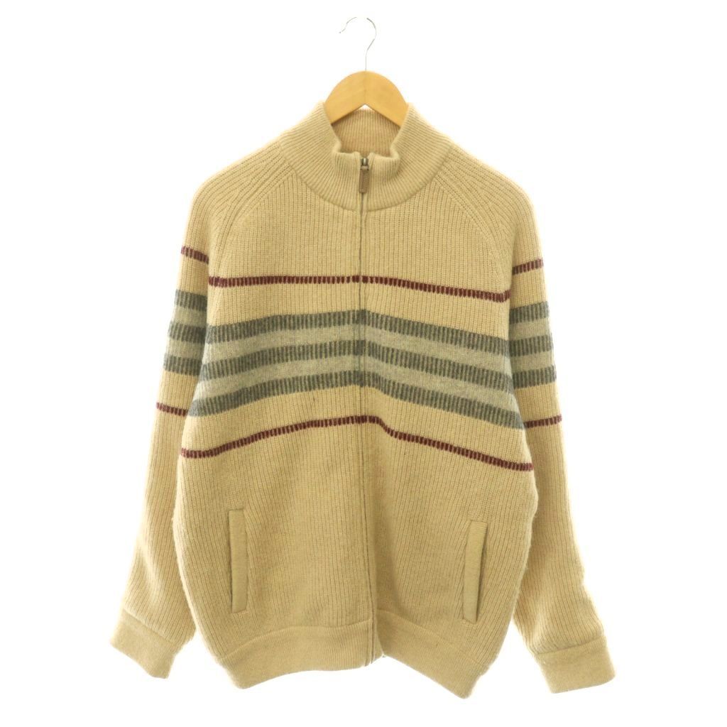 バーバリー ロンドン BURBERRY LONDON ボーダーフルジップニットブルゾン ジャケット ウール アルパカ混 L ベージュ /HS ■OS